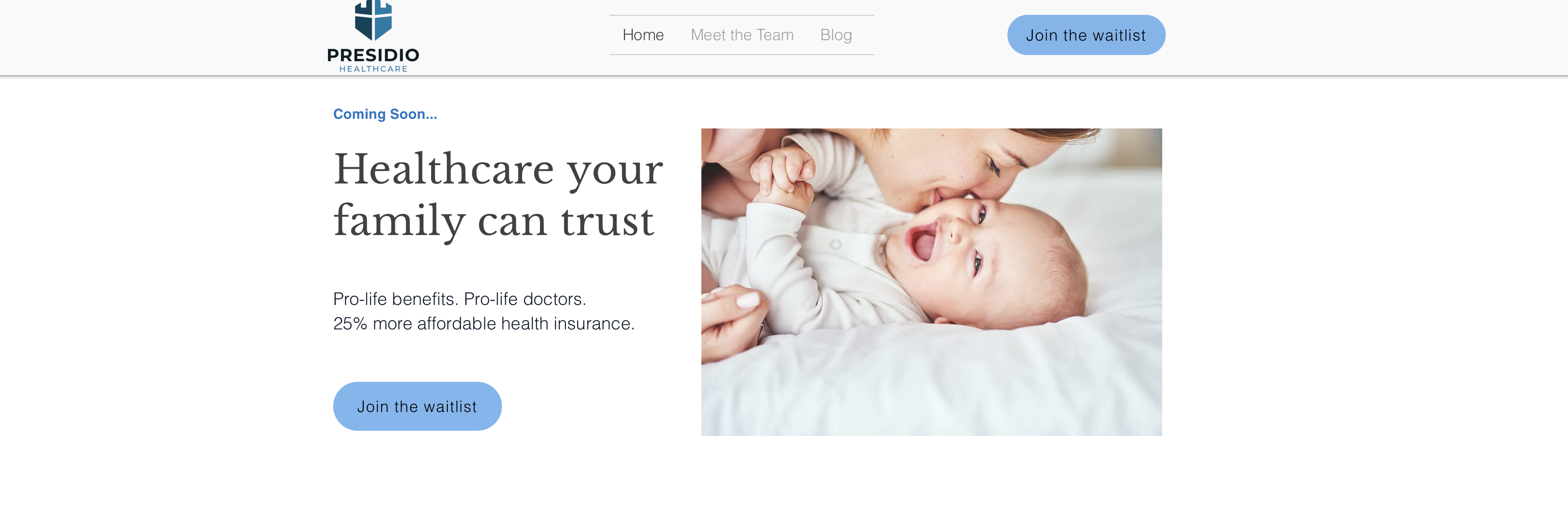 header image for Presidio HealthCare featuring a newborn baby